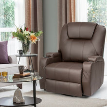 Load image into Gallery viewer, 8 Heated Swivel Point Massage Recliner Chair-Coffee
