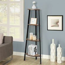 Load image into Gallery viewer, 4-Tier Corner Shelf Metal Storage Rack Bookcase Plant Display Stand
