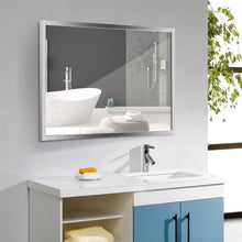 Load image into Gallery viewer, Stainless Steel Frame Floating Glass Rectangular Wall Mirror-36&quot;
