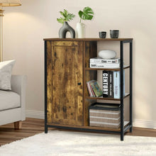 Load image into Gallery viewer, Multipurpose Freestanding Storage Cabinet with 3 Open Shelves and Doors
