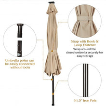 Load image into Gallery viewer, 10&#39; Solar LED Lighted Patio Market Umbrella Shade Tilt Adjustment Crank-Beige
