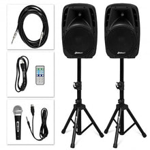 Load image into Gallery viewer, Dual 10&quot; 1600W Powered Bluetooth Mic Speaker Speakers

