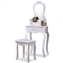 Load image into Gallery viewer, Compact Vanity Makeup Dressing Table Stool Set White
