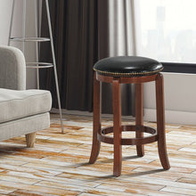 Load image into Gallery viewer, 24"Bistro Leather Padded  Backless Swivel Bar stool

