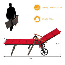 Load image into Gallery viewer, Outdoor Chaise Lounge Chair Rattan Lounger Recliner Chair-Red
