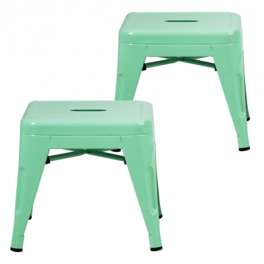 Set of 2 Kids Lightweight Stackable Metal Square Stool