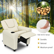 Load image into Gallery viewer, Children PU Leather Recliner Chair with Front Footrest-Beige
