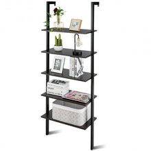 Load image into Gallery viewer, 5-Tier Wood Wall Mounted Bookshelf with Metal Frame
