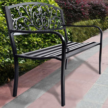 Load image into Gallery viewer, 50&quot; Patio Park Steel Frame Cast Iron Backrest Bench Porch Chair
