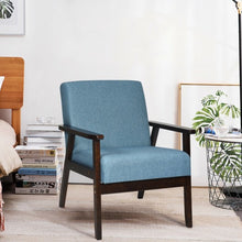 Load image into Gallery viewer, Solid Rubber Wood Fabric Accent Armchair-Blue
