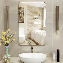 Load image into Gallery viewer, 32&quot; x 20&quot; Metal Frame Wall-Mounted Rectangle Mirror-Golden
