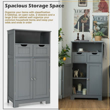 Load image into Gallery viewer, Bathroom Wooden Side Cabinet  with 2 Drawers and 2 Doors-Gray
