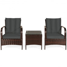 Load image into Gallery viewer, 3 PCS Patio Rattan Furniture Set-Gray
