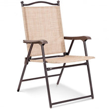 Load image into Gallery viewer, Set of 2 Patio Folding Sling Back Camping Deck Chairs-Beige
