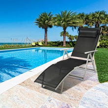 Load image into Gallery viewer, Outdoor Lightweight Folding Chaise Lounge Chair-Black
