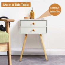 Load image into Gallery viewer, Mid Century Modern 2 Drawers Nightstand in Natural-White
