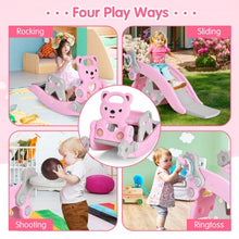 Load image into Gallery viewer, 4-in-1 Toddler Slide and Rocking Horse Playset with Basketball Hoop-Pink
