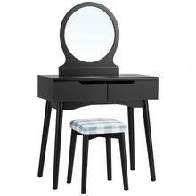 Load image into Gallery viewer, Dressing Table Vanity Makeup Set with Mirror Cushioned Stool Additional Storage
