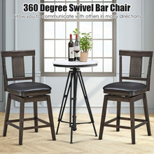 Load image into Gallery viewer, 24 inch Swivel Upholstered Counter Height Bar Chair with Rubber Wood Legs
