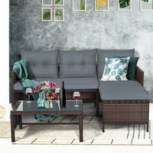 Load image into Gallery viewer, 3 Piece Patio Wicker Rattan Sofa Set-Gray
