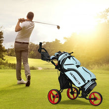 Load image into Gallery viewer, 3 Wheels Folding Golf Push Cart with Seat Scoreboard and Adjustable Handle-Red
