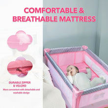 Load image into Gallery viewer, Portable Foldable Baby Playard Nursery Center with Changing Station-Pink

