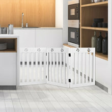 Load image into Gallery viewer, 24&quot; Folding Wooden Freestanding Dog Gate with 360° Flexible Hinge for Pet-White
