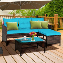 Load image into Gallery viewer, 3 Piece Patio Wicker Rattan Sofa Set-Turquoise
