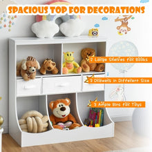 Load image into Gallery viewer, Freestanding Combo Cubby Bin Storage Organizer Unit W/3 Baskets-White
