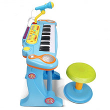 Load image into Gallery viewer, Kids Electronic 37 Key Toy Piano w/ Microphone &amp; Stool-Pink
