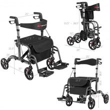 Load image into Gallery viewer, Aluminum Adjustable Folding Handle Medical Walker Rollator-Black
