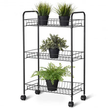 Load image into Gallery viewer, 3 Tier Rolling Kitchen Utility Trolley with Storage Shelf Baskets
