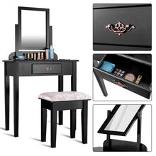 Load image into Gallery viewer, Vanity Dressing Table Stool Set with Large Makeup Mirror
