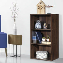 Load image into Gallery viewer, 3 Open Shelf Bookcase Modern Storage Display Cabinet-Walnut
