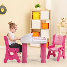 Load image into Gallery viewer, Adjustable Kids Activity Play Table and 2 Chairs Set withStorage Drawer-Pink
