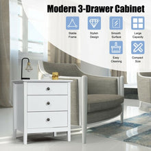 Load image into Gallery viewer, Nightstand Beside End Side Table Organizer with 3 Drawers-White
