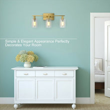 Load image into Gallery viewer, 3-Light Modern Bathroom Wall Sconce with Clear Glass Shade-Golden
