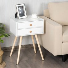 Load image into Gallery viewer, Mid Century Modern 2 Drawers Nightstand in Natural-White
