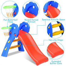 Load image into Gallery viewer, 2 Step Children Folding Slide with Basketball Hoop
