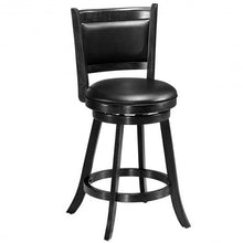 Load image into Gallery viewer, 2 Pieces 24 Inches Swivel Counter Stool Dining Chair Upholstered Seat-Black
