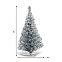 Load image into Gallery viewer, 3 ft Silver Tinsel Christmas Tree with Plastic Stand
