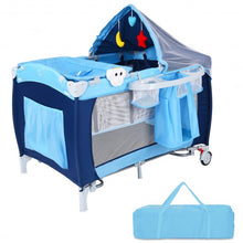 Load image into Gallery viewer, Foldable Baby Crib Playpen w/ Mosquito Net and Bag-Blue
