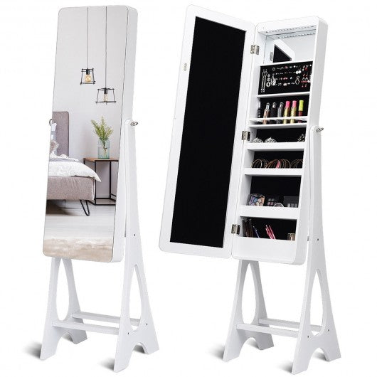Standing Armoire Organizer  Jewelry Cabinet w/ LED -White