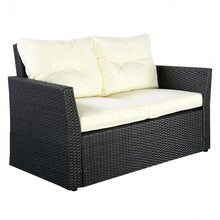 Load image into Gallery viewer, 4 pcs Rattan Patio Cushioned Sofa - Black
