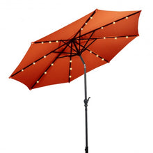 Load image into Gallery viewer, 10 ft Patio Solar Umbrella with Crank and LED Lights-Orange
