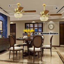 Load image into Gallery viewer, 52&quot; Retro Ceiling Fan Light with Reversible Blades Remote Control-Golden
