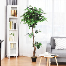 Load image into Gallery viewer, 5.5 ft Artificial Ficus Silk Tree with Wood Trunks
