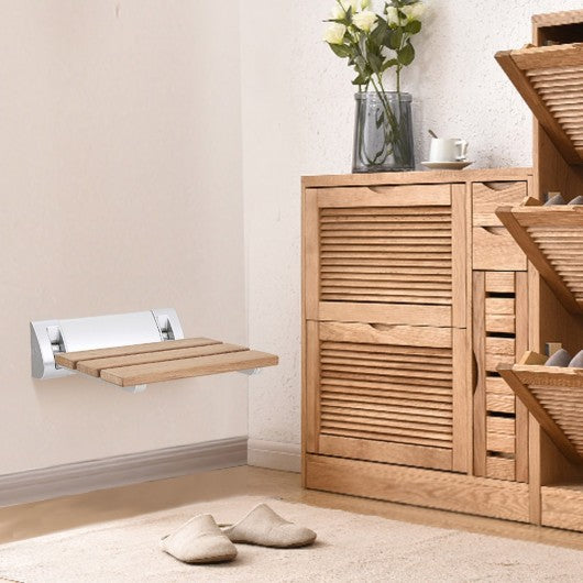 Wall Mounted Teak Wooden Folding Shower Bath Seat