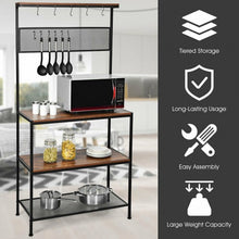 Load image into Gallery viewer, 4-Tier Kitchen Rack Stand with Hooks &amp; Mesh Panel
