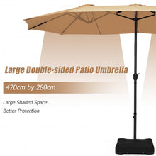 Load image into Gallery viewer, 15 Foot Extra Large Patio Double Sided Umbrella with Crank and Base-Beige
